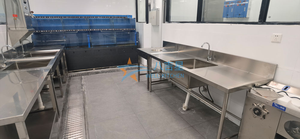 佛山美巢湾科技公司员工食堂ky登录海鲜处理间