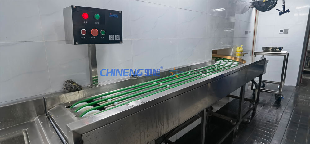 深圳光明贝特瑞2楼员工食堂ky登录餐具回收传送带