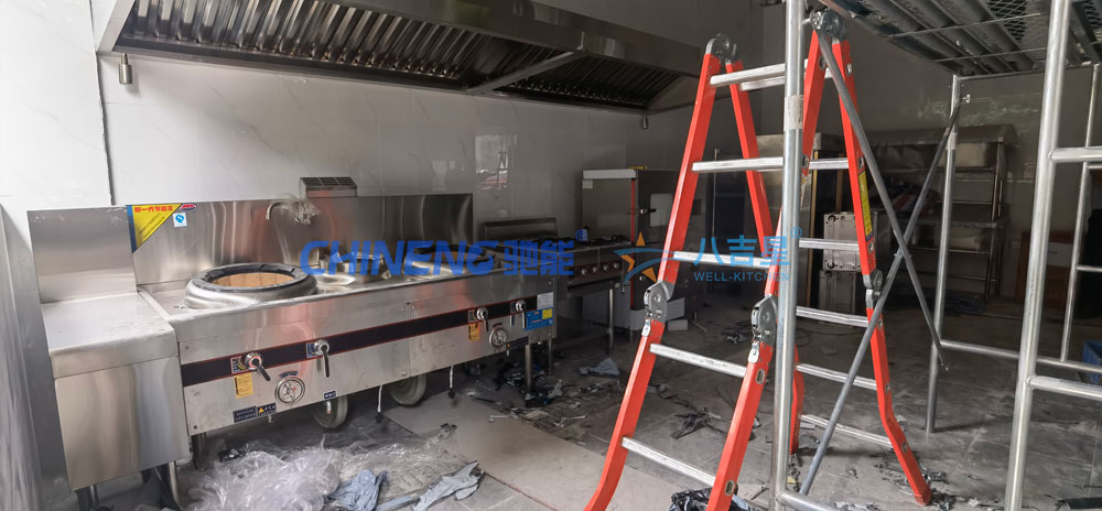 井冈红土菜馆ky登录工程烹饪区处理现场