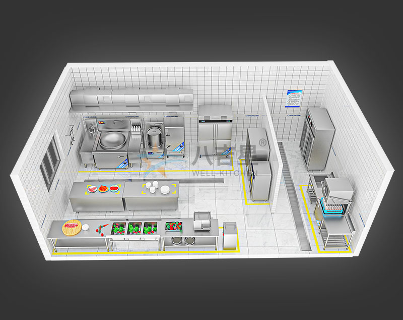 20-50人学校食堂ky登录工程3d效果图