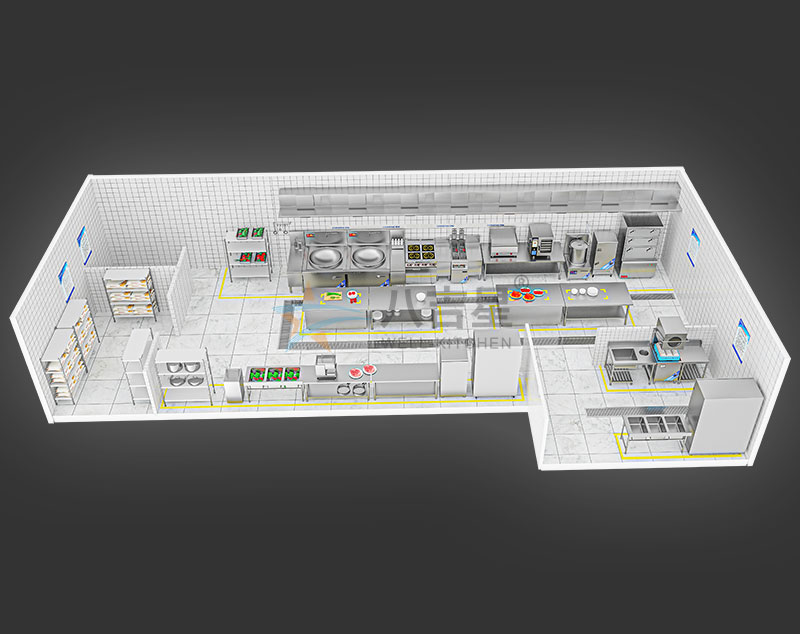 100-150人学校食堂ky登录工程3d效果图